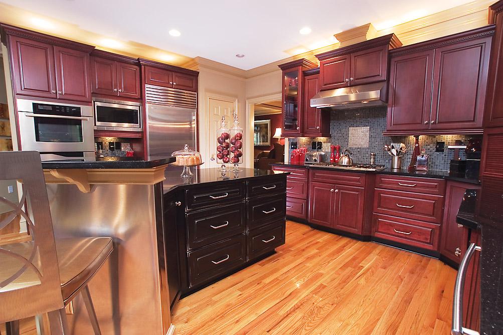 AK Complete Home Renovations Maroon Kitchen