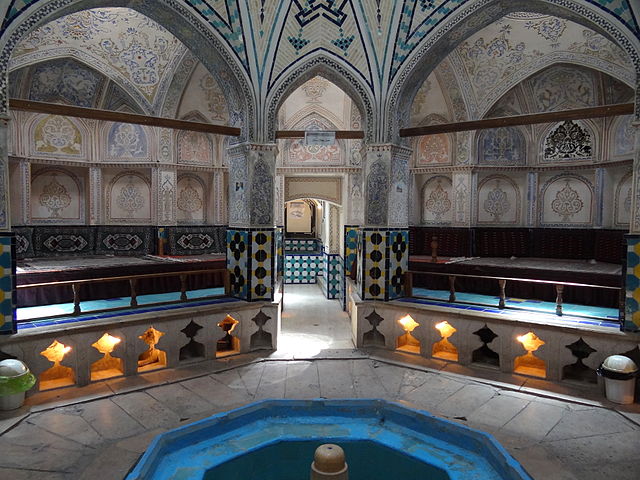 This Iranian public bathhouse, located in Kashan, Iran, was constructed in the 16th century. "Sultan Amir Ahmad Bathhouse 2" by Adam Jones - . Licensed under CC BY-SA 2.0 via Wikimedia Commons.