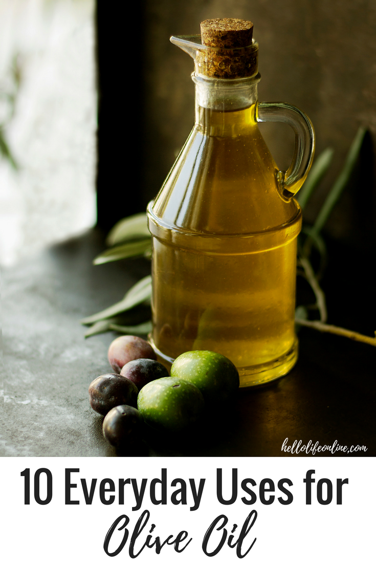 Olive Oil isn't just for cooking anymore! This list of 10 Everyday Uses for Olive Oil offers tips on how Olive Oil is amazing for beauty, skin, hair, home remedies, and even around the house!“width=