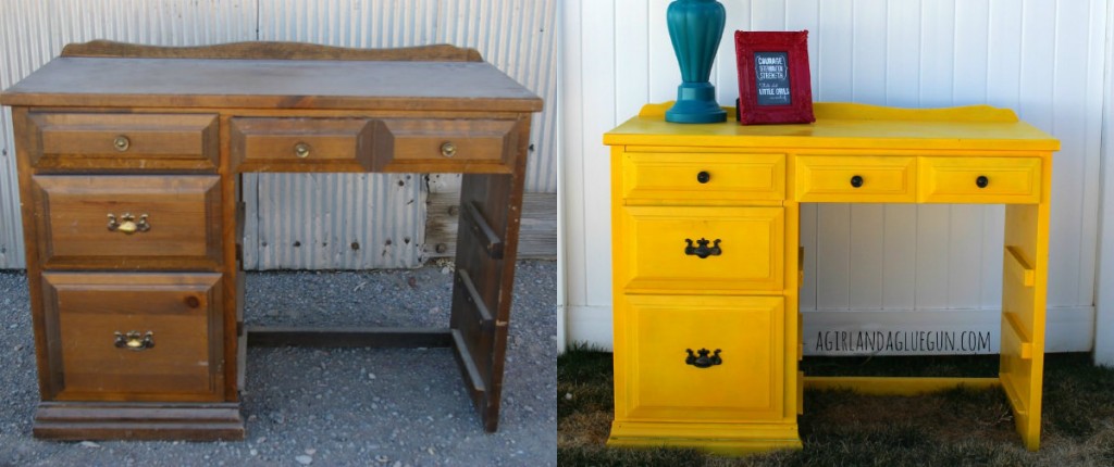 A Girl and a Glue Gun yellow painted dresser makeover