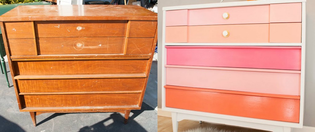 Cuckoo 4 Design pink and orange ombre painted dresser