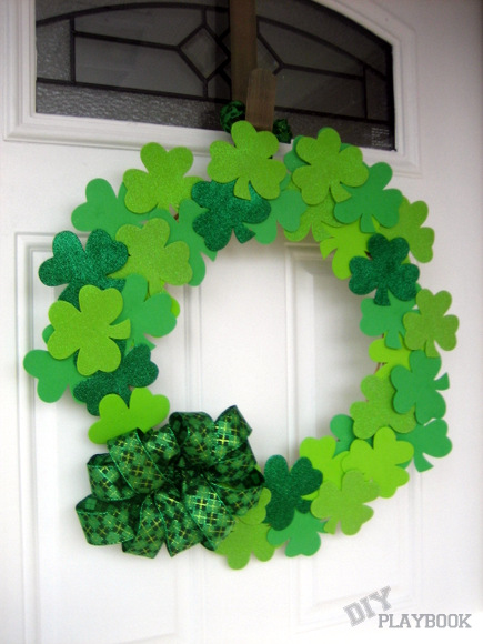 DIY Playbook St. Patrick's Day green shamrock wreath