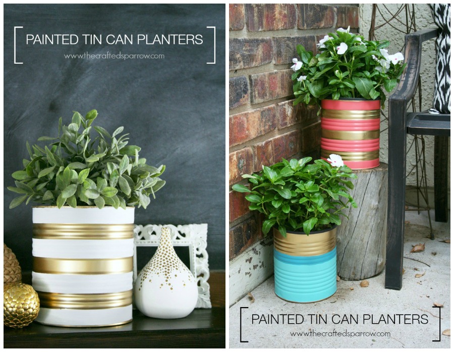 Painted Tin Can Planters IndoorOutdoor