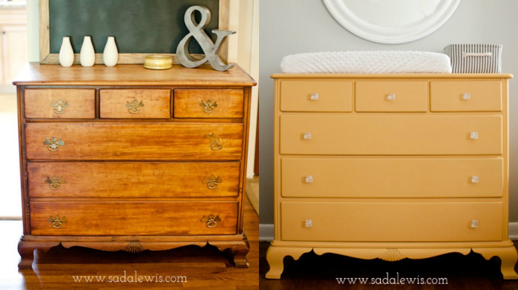 Sada Lewis yellow nursery dresser makeover with Annie Sloan chalk paint