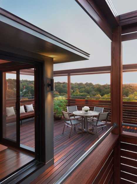 Flavin Architects rooftop deck mahogany trellis