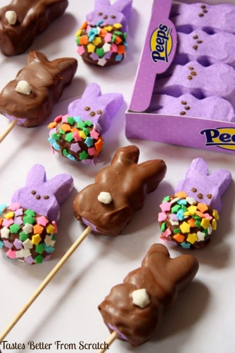 Tastes Better From Scratch Easter chocolate dipped peeps