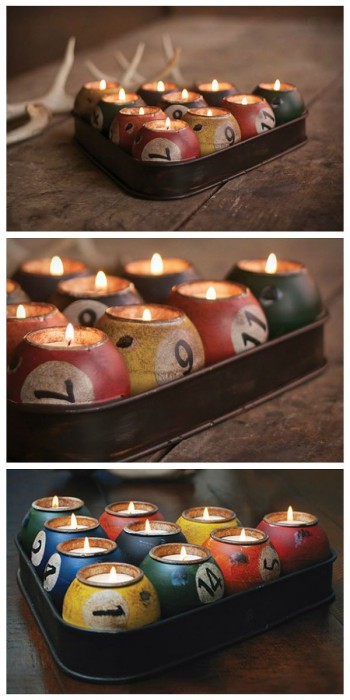 Creative Spotting Game Room pool ball candles