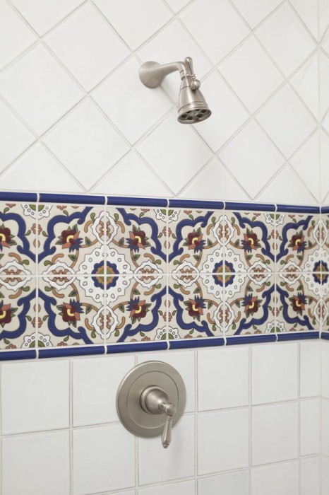 Fireclay Tile blue and white bathroom
