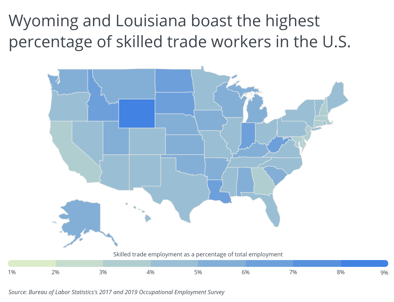 Chart1 WY and LA boast the highest percentage of skilled trade workers