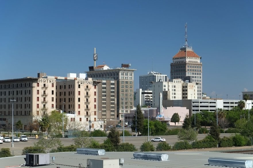 View of downtown skyline towers of Fresno, California
