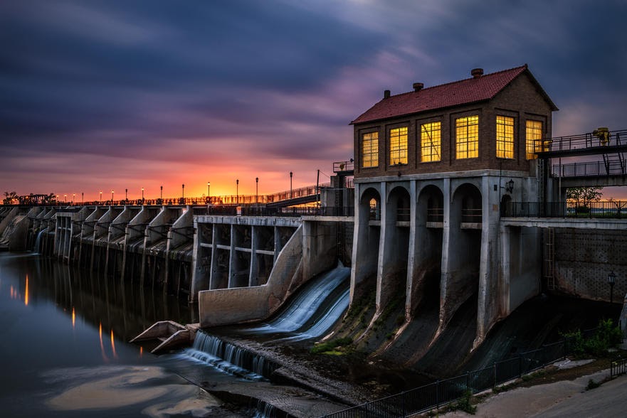 Lake Overholser Dam in Oklahoma City. It was built in 1918 to impound water from the North Canadian river