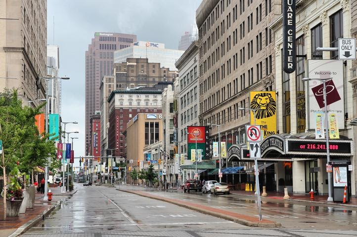 View along famous Euclid Avenue in Cleveland.