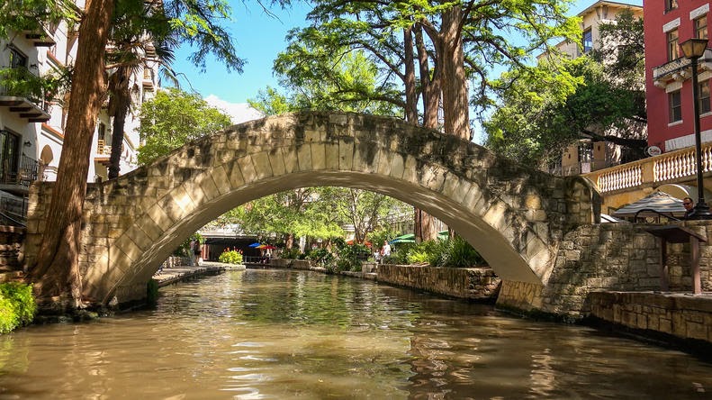 A bridge at the San Antonio River Walk in San Antonio, Texas