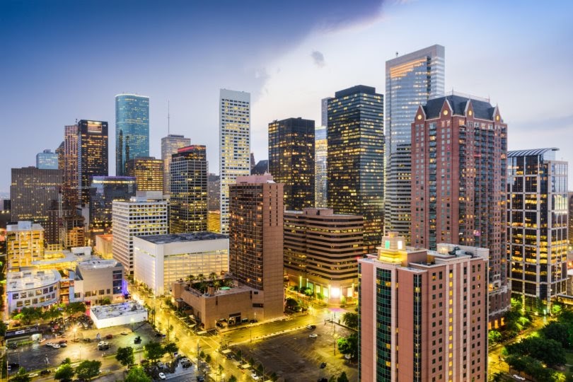 Downtown city skyline. Houston, Texas, USA 