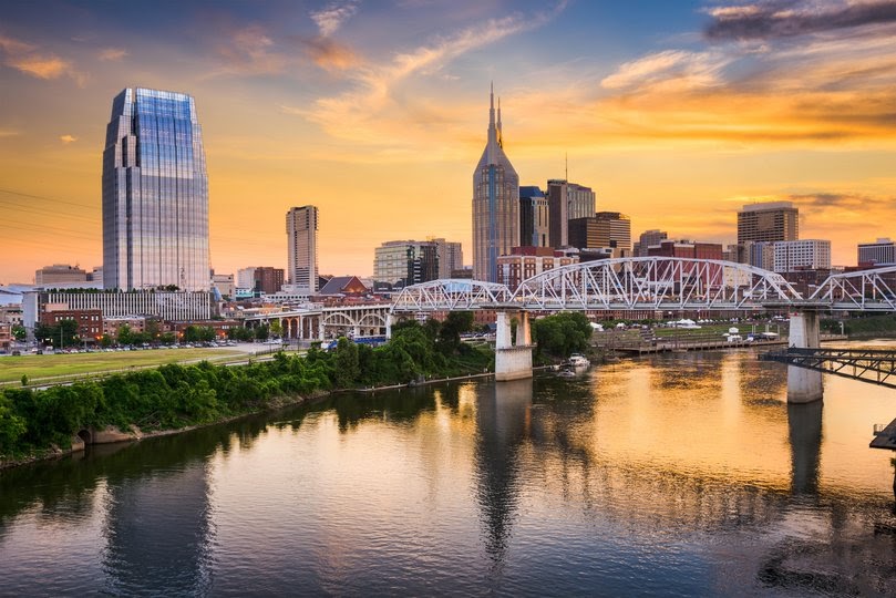 Skyline of downtown Nashville, Tennessee, USA