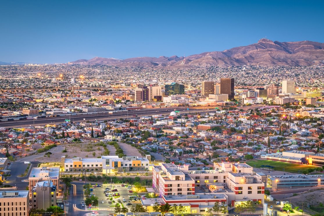 Downtown city skyline at twilight. El Paso, Texas, USA 