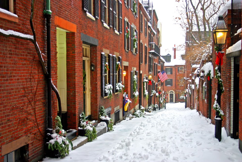Snowing winter at Boston, Massachusetts, USA