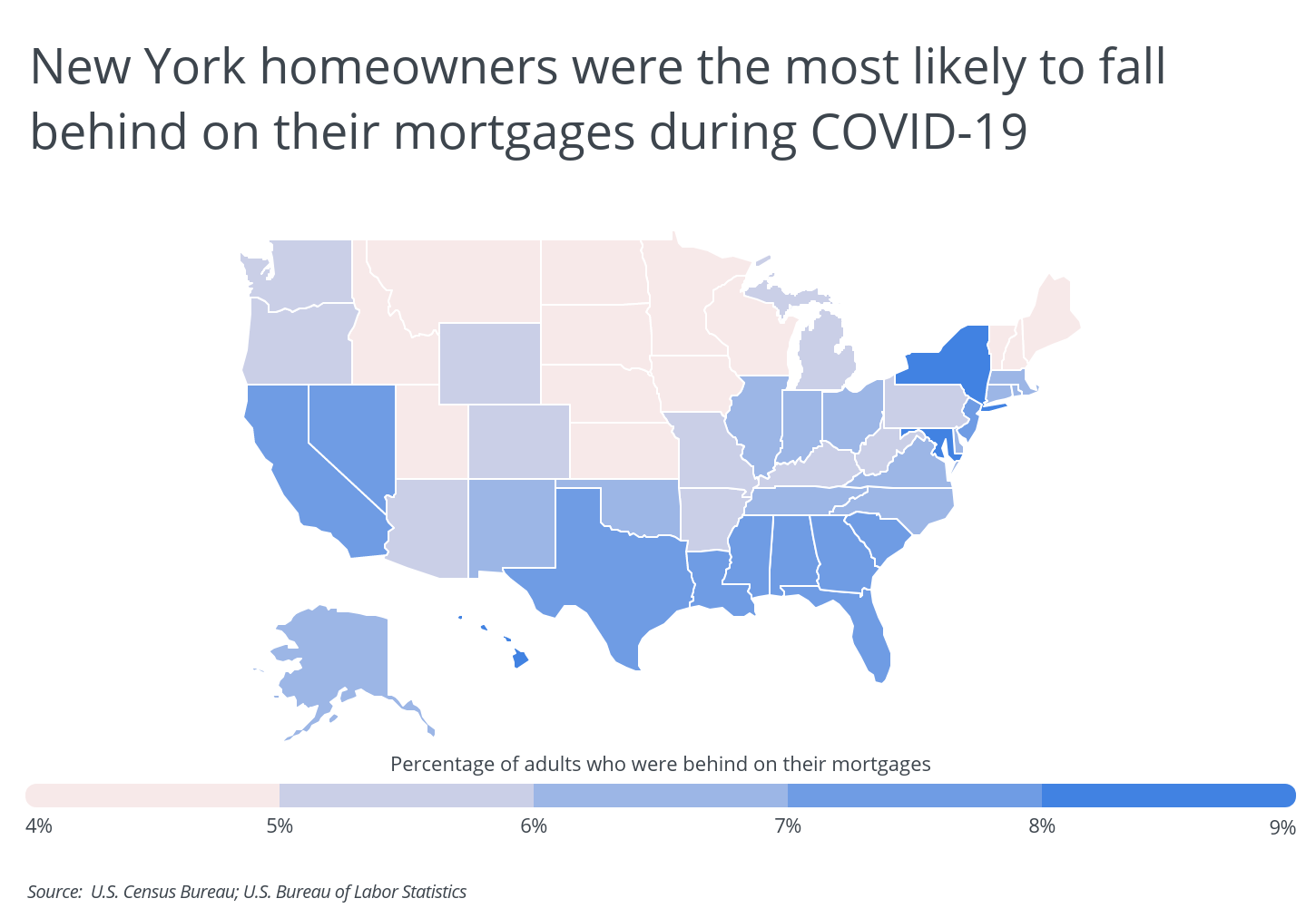New York homeowners were the most likely to fall behind on their mortgages during COVID-19