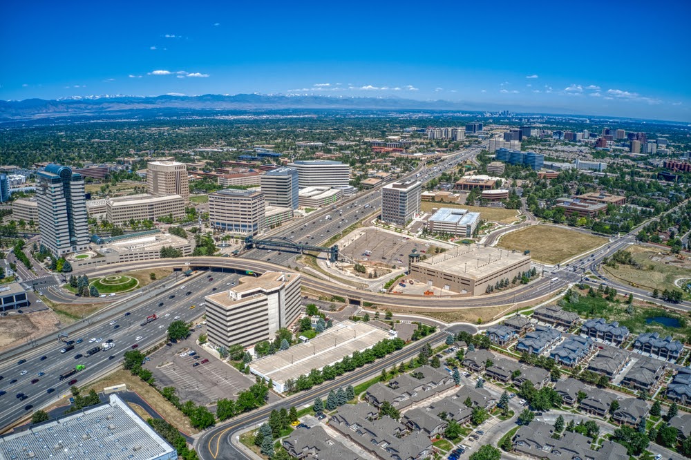 Aerial View of Denver Suburb of Aurora, Colorado