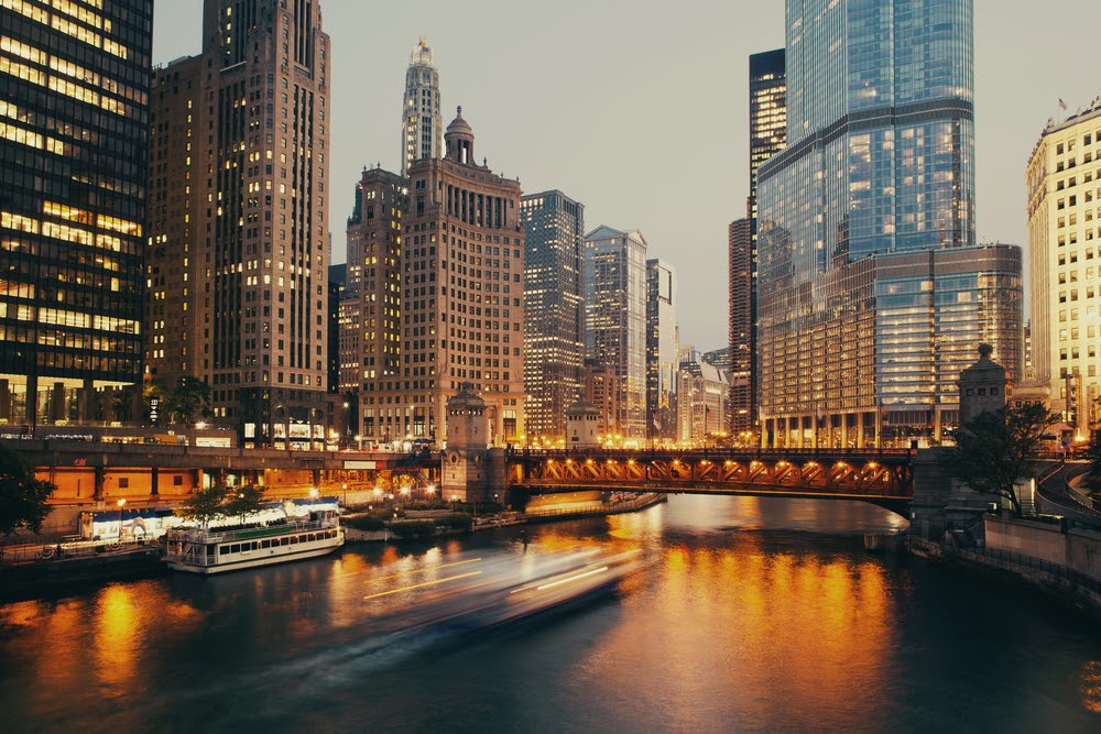 DuSable bridge at twilight, Chicago