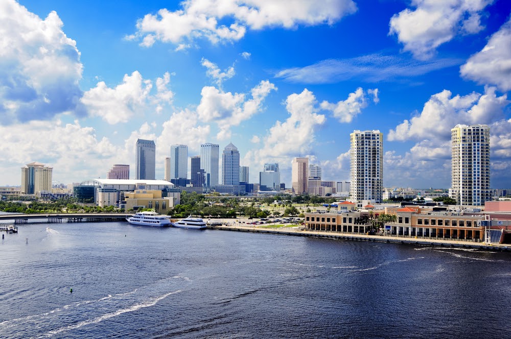 Cityscape of Tampa Florida and the harbor