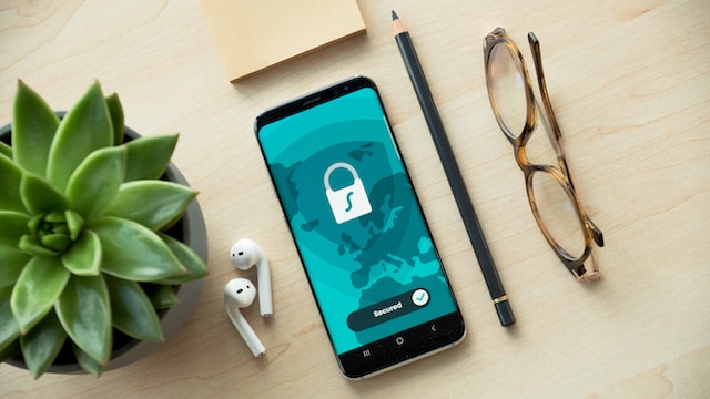 smartphone locked to avoid identity theft. 