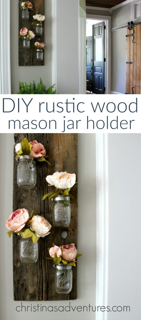 DIY rustic wood mason jar holder