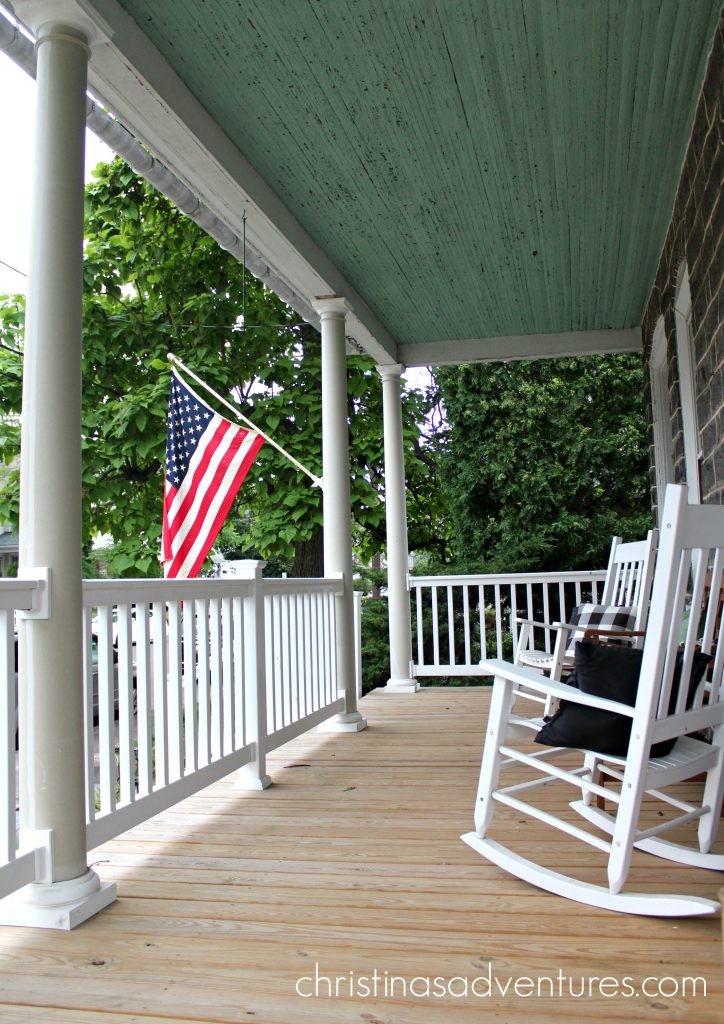 front porch American flag